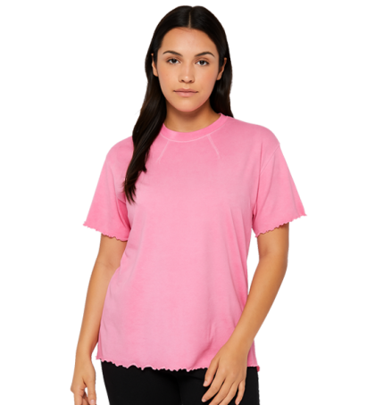 Women's S/S Crew Neck Tee with lettuce edge sleeve